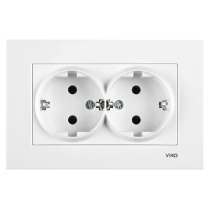Viko Karre İkili Topraklı Priz- Beyaz (Çerçeve Dahil) - Beyaz 90967056 - 90960206