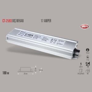 Cata 200w 12v Dış Mekan 17A Led Trafosu CT-2593