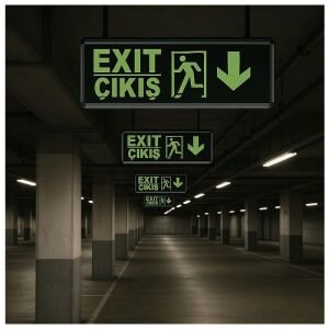 Forlife Exit Çıkış Koşan Adam Aşağı Ok Led Armatür FL-9002