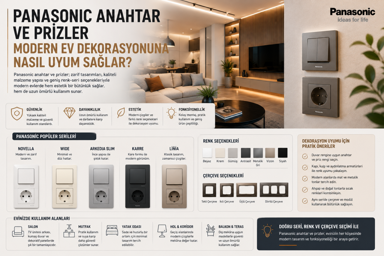 Panasonic Anahtar ve Prizler Modern Ev Dekorasyonuna Nasıl Uyum Sağlar