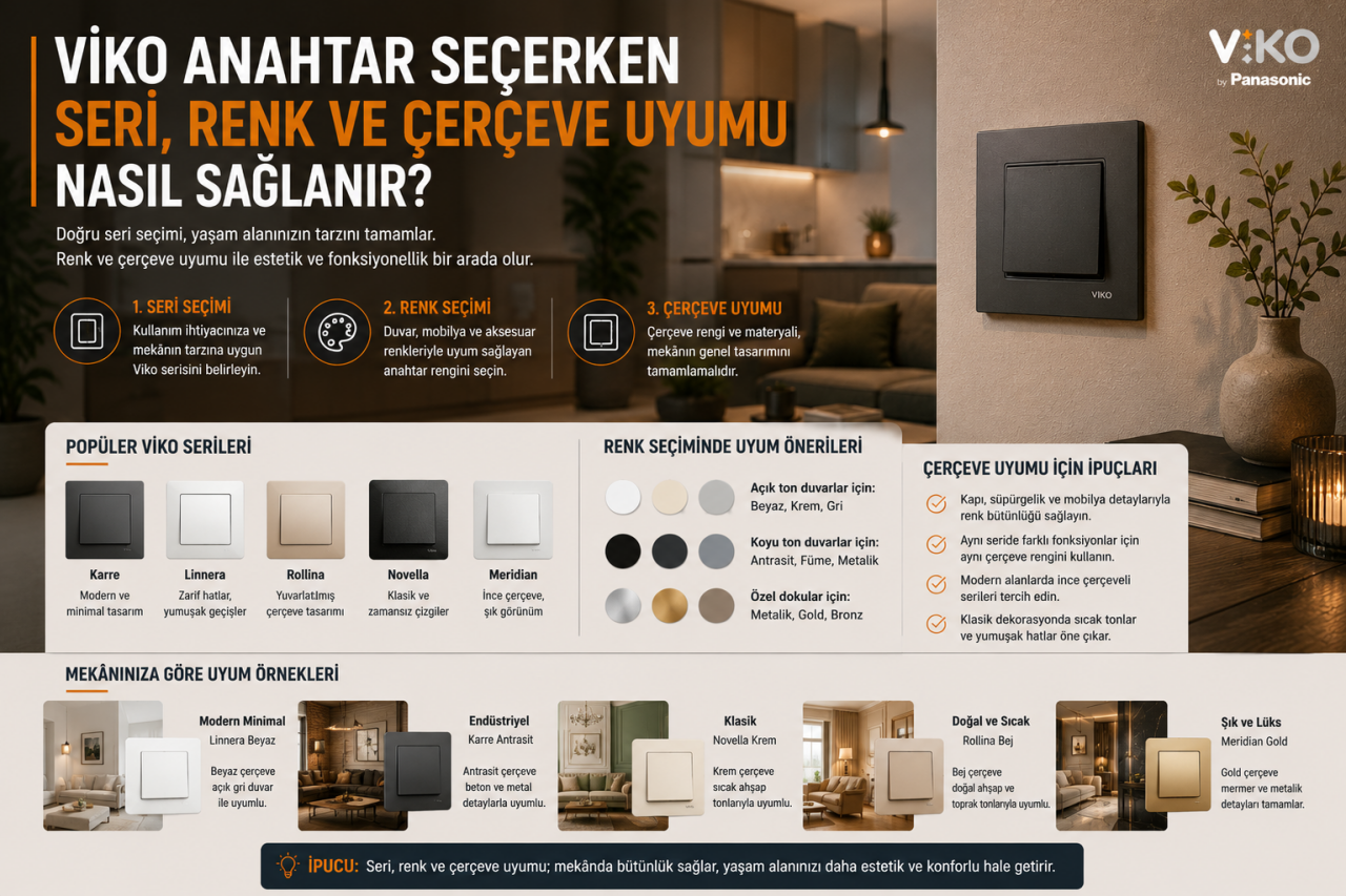Viko Anahtar Seçerken Seri, Renk ve Çerçeve Uyumu Nasıl Belirlenir