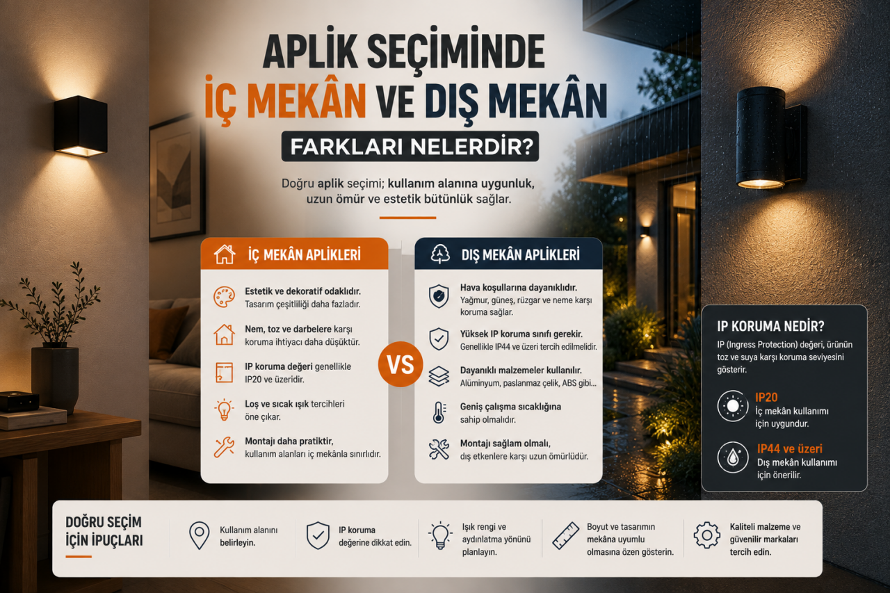Aplik Seçiminde İç Mekân ve Dış Mekân Kullanımı Arasındaki Farklar Nelerdir
