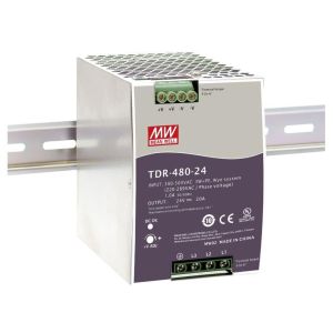 MEANWELL- 24Vdc 20.0Amp DIN Rail Trifaze TDR-480-24  Ray Montaj