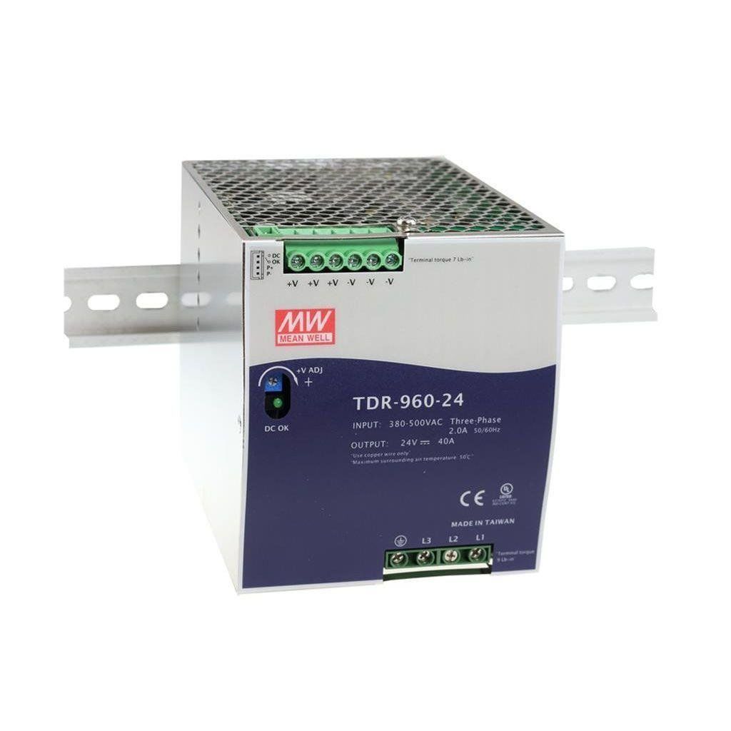 MEANWELL- 24Vdc 40.0Amp DIN Rail Trifaze TDR-960-24  Ray Montaj