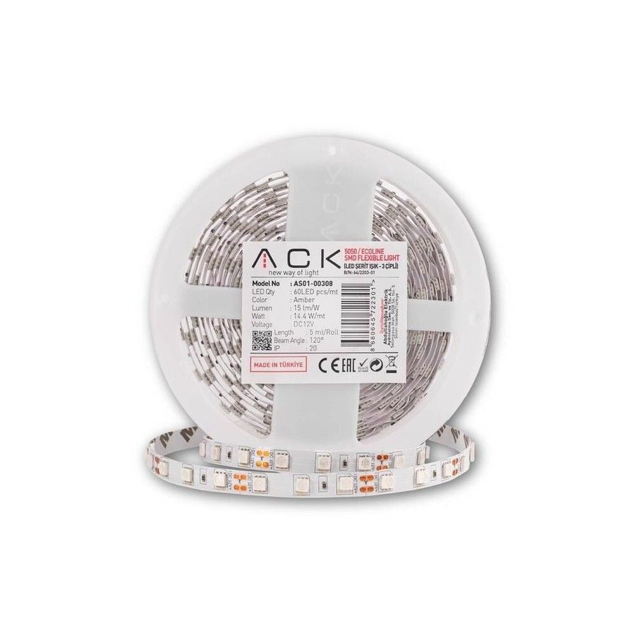 ACK 3 Çipli,60 LED'li  Şerit LED RGB Işık AS01-00309