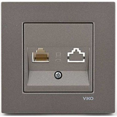 Viko Artline Novella Tekli Data Prizi (RJ45 CAT5E) (Çerçeve Hariç) Antrasit
