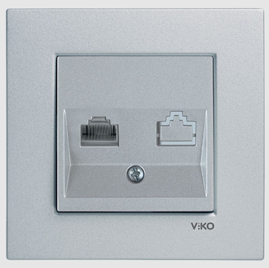 Viko Artline Novella Tekli Data Prizi (RJ45 CAT5E) (Çerçeve Hariç) Metalik Beyaz