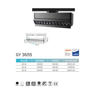 Goya 20W 3000K Sarı Işık Led Ray Spot GY 3655