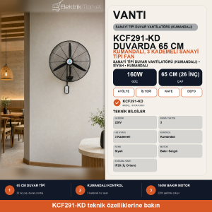 Vanti Sanayi Kumandalı + Duvar Vantilatör 65cm (26inç)- KCF291-KD