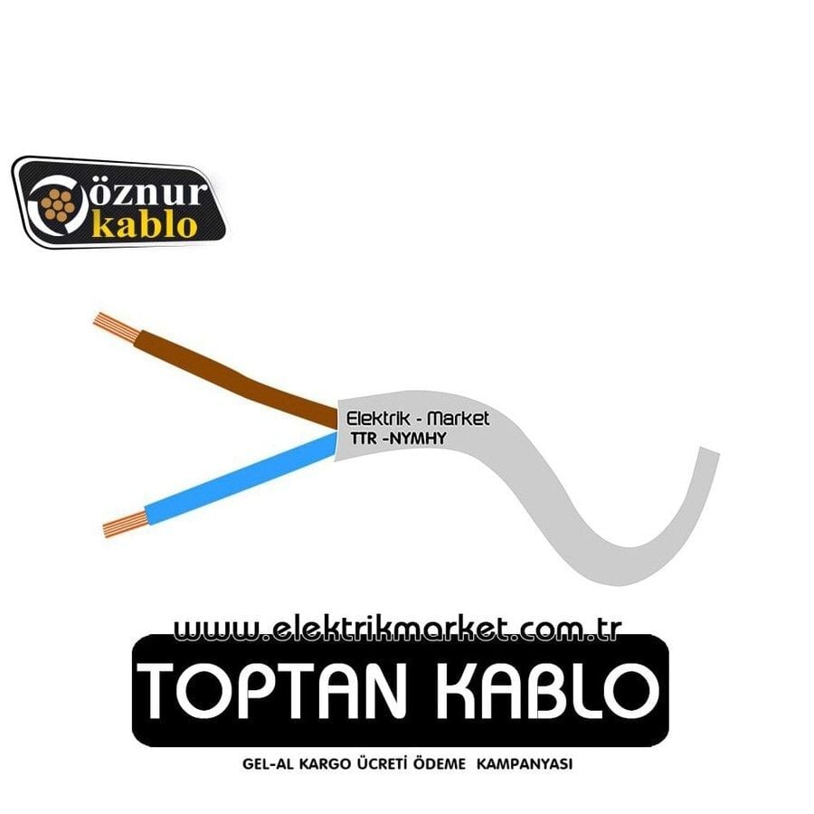 Öznur Kablo 2x1 mm Beyaz TTR - NYMHY