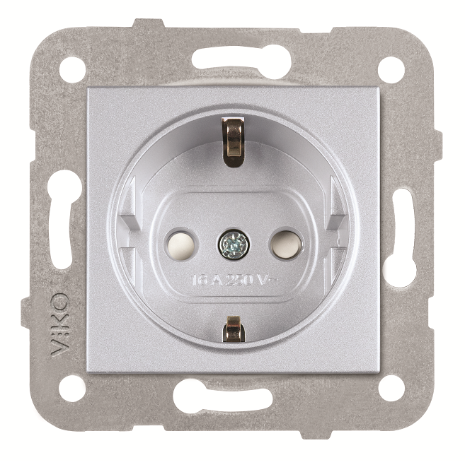 Viko Artline Novella Çocuk Korumalı Topraklı Priz (Çerçeve Hariç) Gümüş