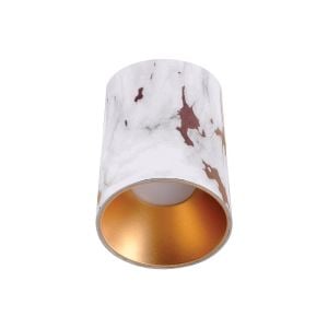 ACK Gold Mermer Kasa - Beyaz Reflektör Silindir Sıva Üstü Dekoratif Armatür AH12-08503