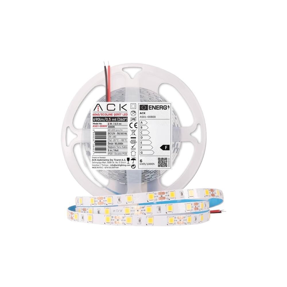 ACK Kırmızı Işık 7W 4040 60 LED'li Şerit LED AS01-00804