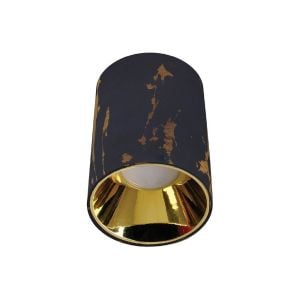 ACK Siyah Mermer Kasa - Gold Reflektör Silindir Sıva Üstü Dekoratif Armatür AH12-08564