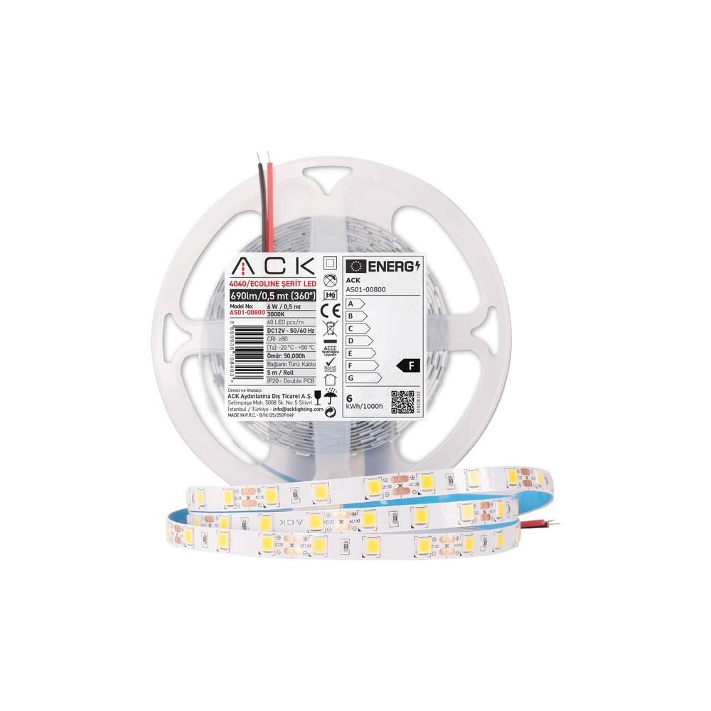 ACK Pembe Işık 7W 4040 60 LED'li Şerit LED AS01-00809