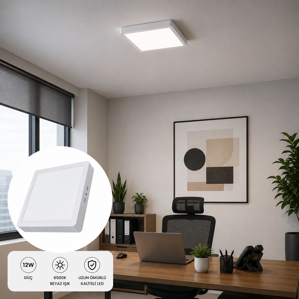 ACK 12W Sıva Üstü 6500K Kare Led Panel AP04-01230