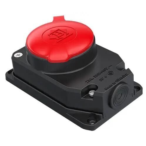 Seldur 3x25 Amper Kauçuk Trifaze Tekli Duvar Prizi K325-305