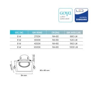 Goya 10W Triac Dim Sıva Altı Cob Led Armatür  GY 1736-10