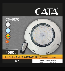 Cata CT-4070 Havuz Armatürü Sıva Üstü RGB-Mavi-Beyaz Işık ( Kumanda Hariç )