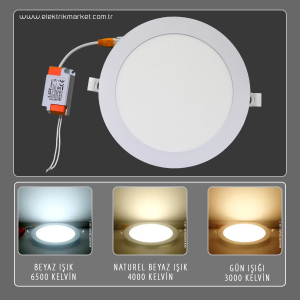 Cata 15 Watt Ayarlanabilir Plus Slim Panel Led Armatür 6400K Beyaz Işık CT-5647B