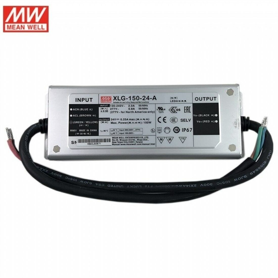 MEANWELL- 24Vdc,6.25Amp,Current Adj.,(16.8~24Vdc CC) XLG-150-24-A  Led Sürücü - Güç kaynağı