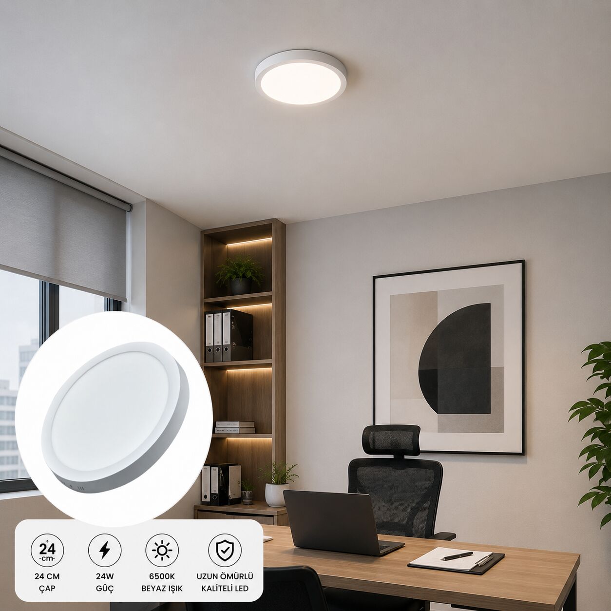 ACK 24W Yuvarlak 6500K Sıva Üstü Led Panel Armatür AP03-02430