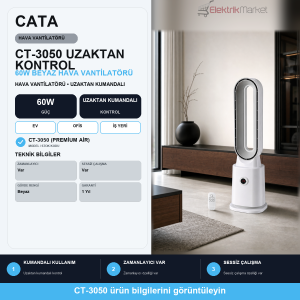 Cata Premium 60 Watt Kumandalı Air Hava Vantilatör CT-3050