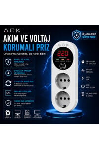 ACK Voltaj Korumalı İkili Priz Pvpb-04-15a 140-270v AY27-00020