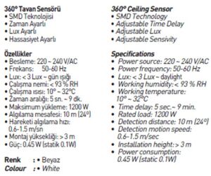 Jupiter 360° Tavan Hareket Sensörü JS476