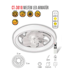 Cata Meltem Led Tavan Vantilatör Ct-3010