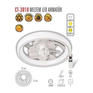 Cata Meltem 51cm (21inç) Led Tavan Vantilatör Ct-3010