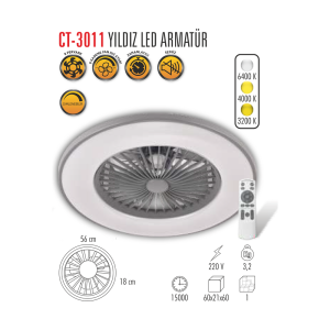 Cata Yıldız Led Tavan Vantilatör Ct-3011