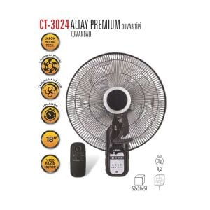 Cata Altay 46cm (18inç) Premium Duvar Tipi Vantilatör Kumandalı Ct-3024