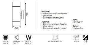 Jupiter GU10 Duy Bahçe Aplik JW959