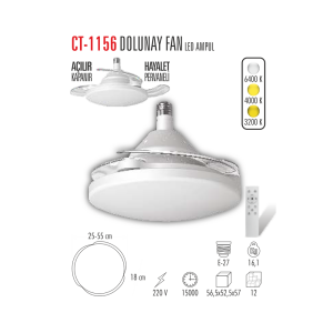 Cata Dolunay 55cm (22inç) Fan Led Ampul Hayalet Pervaneli Beyaz Ct-1156
