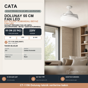 Cata Dolunay 55cm (22inç) Fan Led Ampul Hayalet Pervaneli Beyaz Ct-1156