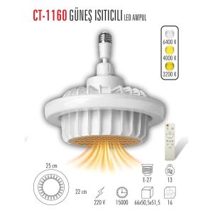 Cata Güneş Isıtıcılı Fan Led Ampul Ct-1160