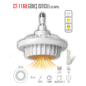 Cata Güneş Isıtıcılı Fan Led Ampul Ct-1160