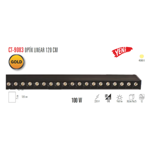 Cata 100W Optik Linear Armatür 120Cm 4000K Naturel Beyaz Ct-9083