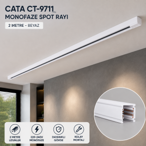 Cata Monofaze Spot Rayı 2 Mt. Beyaz İthal CT-9711