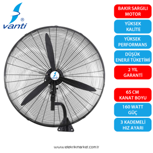Vanti Sanayi Tipi Duvar Vantilatörü 65cm (26inç)- KCF291-DV