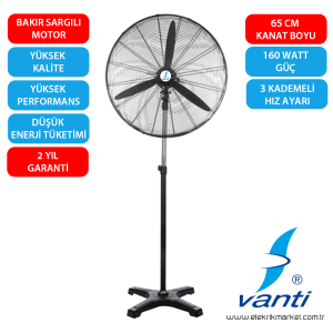 Vanti Sanayi Tipi Ayaklı Vantilatör 65cm- KCF291-AY