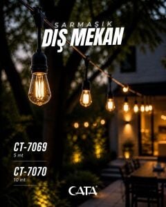 Cata 10 MT  20Ad. E27 DUY - Eklenebilir - Sarmaşık Dış Mekan Armatür CT-7070