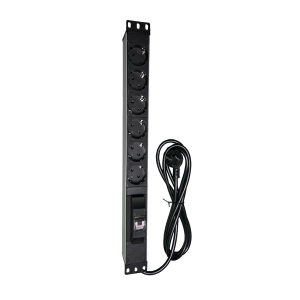 6'lı Şebeke Prizi + Sigorta + 1U Rack Kabin Alüminyum Priz Seti