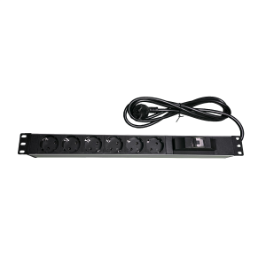 6'lı Şebeke Prizi + Sigorta + 1U Rack Kabin Alüminyum Priz Seti
