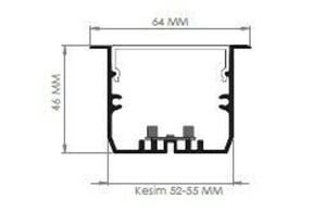 Darklight 64 56W 2005 mm Sıva Altı Linear Düz Difüzör DL6446 2000 3000K Gün Işığı
