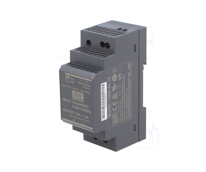 MEANWELL- HDR-30-12 12Vdc 2.0Amp Ray M. PHOENIX UNO-PS/1AC/12DC/30W Muadili