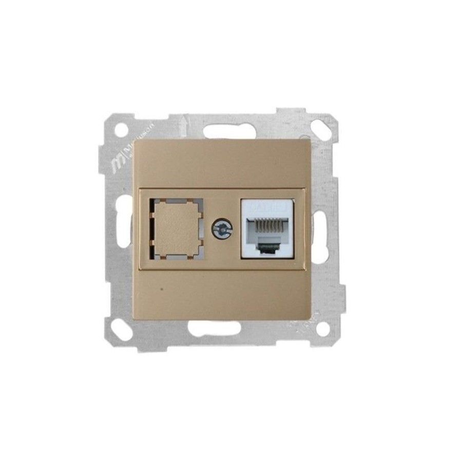 Mutlusan Mek+Tuş Data Prizi 1*Rj45 Cat5e Metalik Altın- 2200 136 0180