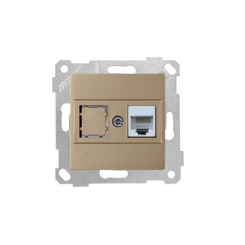 Mutlusan Mek+Tuş Data Prizi 1*Rj45 Cat5e Metalik Altın- 2200 136 0180