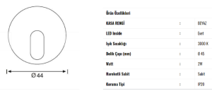 Jupiter 3000K Gün Işığı 2 Watt  Beyaz  LED Merdiven Armatürü - LW388 B